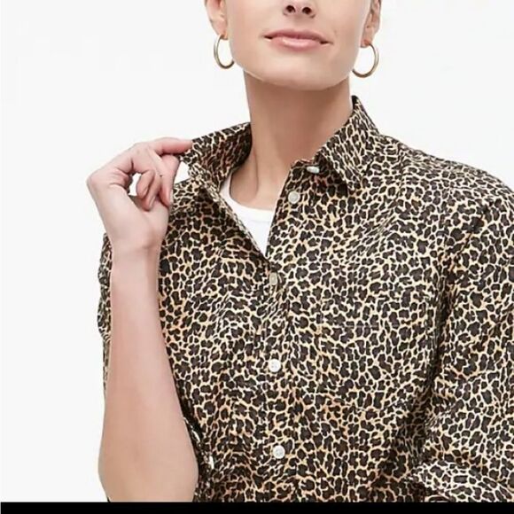 J CREW  Cotton Leopard Button Down - Picture 2 of 14
